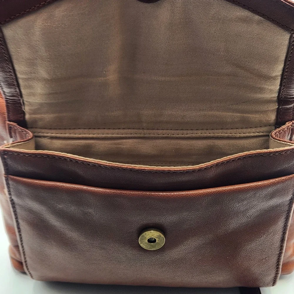 Lucky Brand Leather Crossbody Bag Brown Tan Adjustable Strap Made‎ in India